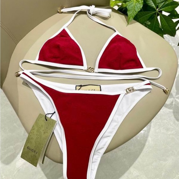 Gucci Red and White Triangle Bikini - Picture 2 of 4